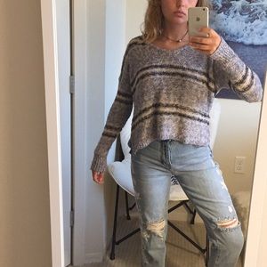 Slouchy cozy medium striped fall sweater